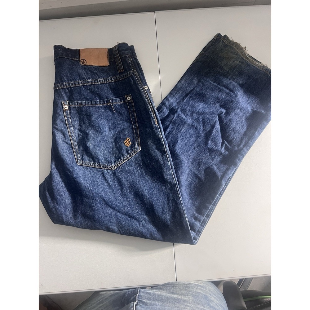 Rocawear Jeans Mens 34 Blue Original Fit Straight Leg Embroidered Pockets Denim
